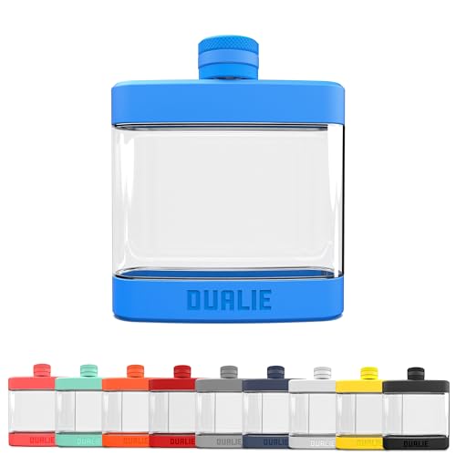 DUALIE 6 oz Hip Flask for Liquor - Shatterproof Alcohol Flasks with Clear Tritan Plastic and Silicone Grip - Flask Gift for Men & Women - Glacier - color: Glacier