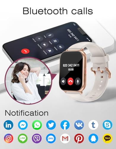 Smart Watch for Men Women with Call Function, Sport & Metal Bands Gold - color: Starlight
