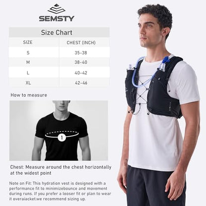 Running Hydration Vest 5L, Running Backpack with 2x500ml Soft Flask - color: Black, size: Medium