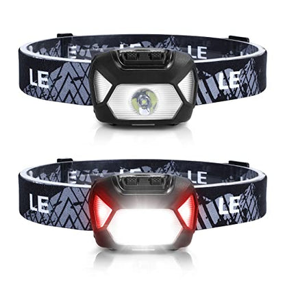 Lepro Headlamp Battery Powered Waterproof LED Headlight 2 Pack - Black - color: Black-2 Pack