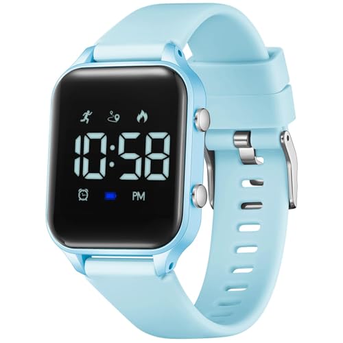 Kids Digital Watches for Boys Girls, Sports Watch with Fitness Tracker, Pedometer, Alarm Clocks, Stopwatch, No App Needed Waterproof Kids Watch, Gift for Teens Student Girls Boys Ages 5-14 - color: Blue