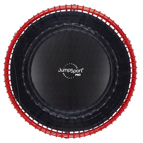 JumpSport 550 Workout Rebounder for Adults, 44" | PRO CE | Mini Exercise Fitness Trampoline Jumper with Cables | Black - color: Red, style: Solid Frame / Skirt Mat