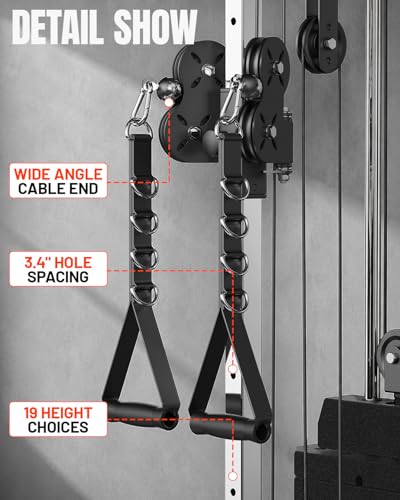 Mikolo Wall Mount Cable Station, Cable Crossover Machine with Dual Pulley System and 19/27 Adjustable Positions for Home Gym Fitness Equipment - color: BLACK, size: G3 Elite(118 lb weight stack)