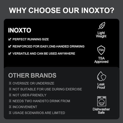 INOXTO Soft Flask,Collapsible Soft Water Bottles for Hydration Vests and Running Packs, Soft Flask Running Bottles for Hiking Cycling(250/500 ml) (2 PCS BIG) - size: 2 PCS BIG