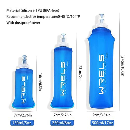 Soft Running Water Flask Soft Flasks Collapsible Soft Water Bottles Small BPA-Free for Sports Hiking Hydration Pack 5oz/8oz/17oz(PINK,5oz*2) - color: Pink, style: 150ml/5oz-2 Pack
