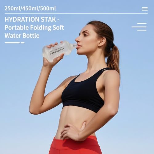 Collapsible TPU Soft Water Flask, BPA Free Lightweight Reusable Portable Water Bottle, Foldable Hydration Flask for Running Hiking Cycling Marathon Outdoor Activities (transparent) - color: transparent