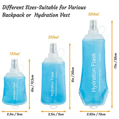 J.CARP 2Pcs 150ml Soft Flask Running Water Bottles, TPU Foldable Running Hydration Flask for Hydration Pack Cycling Hiking Climbing Outdoors Motorbike - color: Blue-2Pcs, 150ml