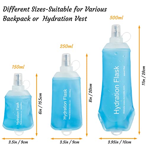 J.CARP 250ml Soft Flask Running Water Bottles, TPU Foldable Running Hydration Flask for Hydration Pack Cycling Hiking Climbing Outdoors Motorbike - color: Blue, 250ml
