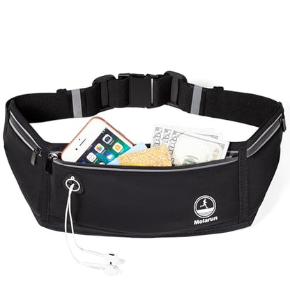 Slim Running Belt Fanny Pack, Phone Holder Waist Pack Money Belt - Black - color: Black