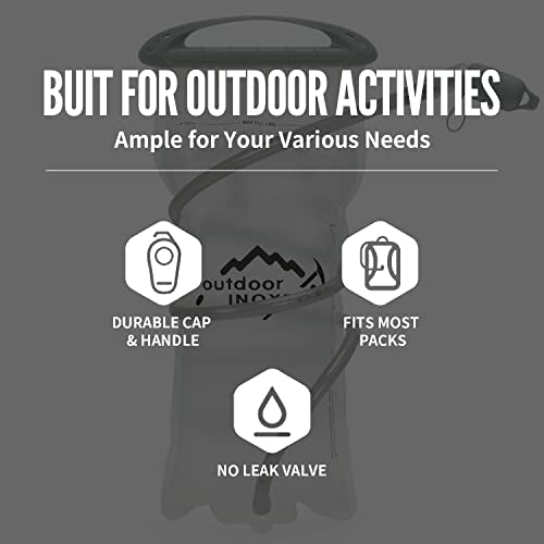 1.5L/2L/3L Hydration Bladder, INOXTO Water Bladder with Water Reservoir Hose Insulator & High Flow Bite Valve for Hiking Backpack, Leak Proof 1.5/2L/3L Water Reservoir for Camping Cycling Running - size: 2L