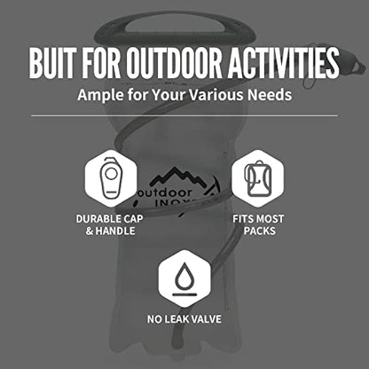 1.5L/2L/3L Hydration Bladder, INOXTO Water Bladder with Water Reservoir Hose Insulator & High Flow Bite Valve for Hiking Backpack, Leak Proof 1.5/2L/3L Water Reservoir for Camping Cycling Running - size: 2L