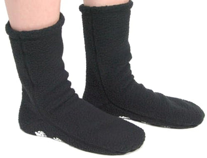 Polar Feet Fleece Socks Extra Wide Stretchy with Nonslip Grip for Men Women - color: Black, size: 3X-Large
