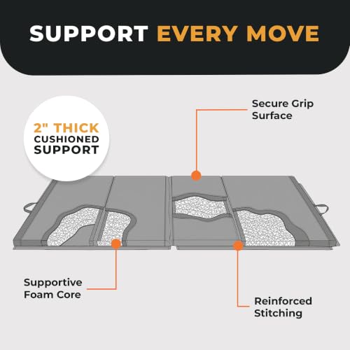 BalanceFrom 10x4 Feet 4-Panel Folding Gymnastics Mat – 2-Inch Thick Pad with Vinyl Surface and Carrying Handles for Tumbling, Yoga, Pilates, Home Workouts, and Martial Arts - color: Multi-Color