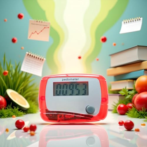 Red Portable Counter Mini Digital LCD Pedometer Sports Walking Running Step Counter Meter Walking Distance Miles, Calorie Counter, Daily Target Monitor, Exercise Time Fitness Technology