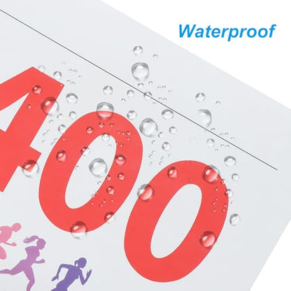 PATIKIL Tearproof Running Bib Numbers, Medals Waterproof Race Competitor Numbers with Safety Pin for Marathon Sports Game Competition Runner - style: 1-400