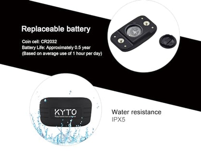 KYTO Heart Rate Monitor Chest Strap - ANT+ & Dual Bluetooth 4.0 HR Sensor, IP67 Water-Resistant, Compatible with Peloton, Zwift, Garmin, Precise HR Tracker for Running & Cycling - color: Black- Style A