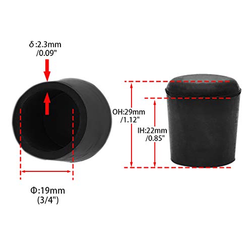 Flyshop Furniture Table Covers, Non-Slip Heavy Duty Rubber Leg Tips, Chair Leg Caps Floor Protector, Round Black 4PCS Size 19mm, 3/4" - style: Inner Diameter-19mm