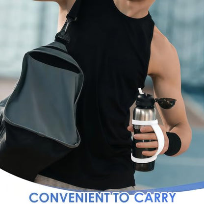 2 Pack Water Bottle Accessories Carrier Grip, Non-Slip Silicone Handle Strap Makes Any Bottle Handheld, Soft Band Holder for Gym During Workouts (White 2pcs) - color: White 2pcs