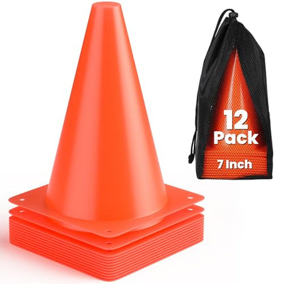 GHB Soccer Cones 7" 9" of 12 24 Pack Disc Soccer Sport Cones - color: 7" 12Pcs orange