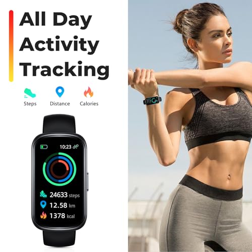 Fitness Tracker Smart Watch, 1.47" Full Touch Health Tracker with 24/7 Heart Rate & Blood Oxygen Monitor, Sleep Tracker, 3ATM Waterproof Step Tracker Activity Tracker for Women Men, Deep Black - color: Deep Black