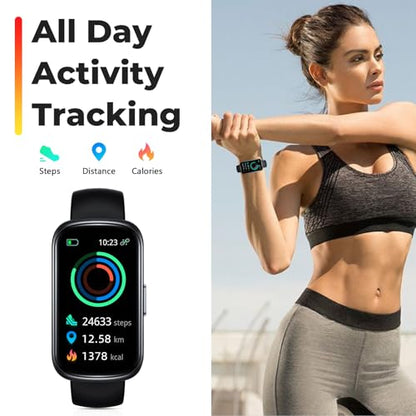 Fitness Tracker Smart Watch, 1.47" Full Touch Health Tracker with 24/7 Heart Rate & Blood Oxygen Monitor, Sleep Tracker, 3ATM Waterproof Step Tracker Activity Tracker for Women Men, Deep Black - color: Deep Black