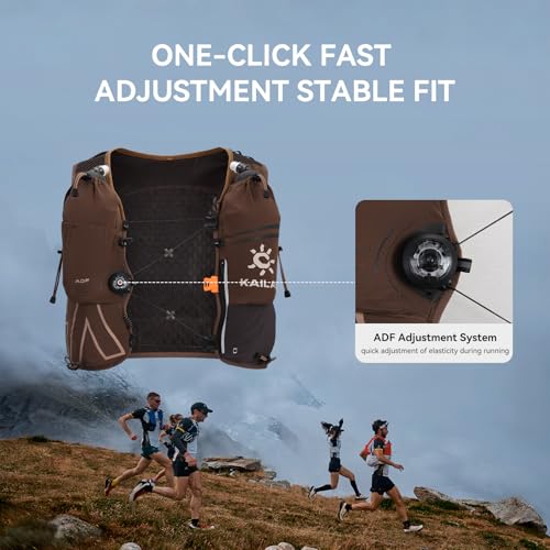 KAILAS FUGA AIR 8 Ⅳ Running Hydration Vest Hydration Pack Lightweight with Two TPU Water Bladders for Women Men Trail Cycling Hiking - color: Antique Brown, size: 8L-M