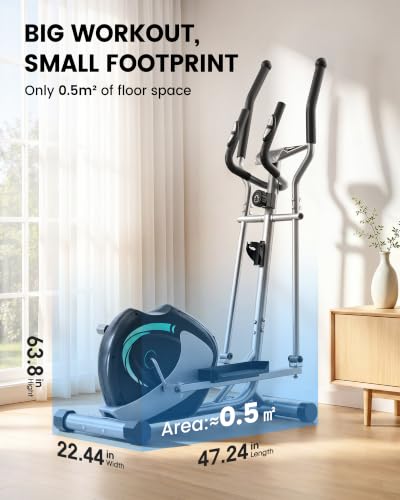 Dripex Elliptical Exercise Machine, Ultra Quiet Magnetic Trainer for Home - color: Metallic