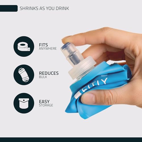 3-Pack Soft TPU Water Flask 150ML, Shrink As You Drink Bottle for Hydration Pack, Folding Sports Water Bottle Ideal for Running, Hiking, Cycling, Climbing