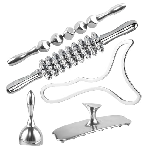 ONUEMP 5-in-1 Stainless Steel Therapy Massage Tools, Ice Gua Sha Scraping - size: 5pcs Paddle Kit