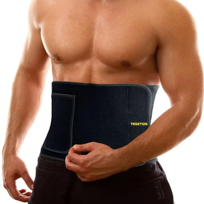 TESETON Waist Trainer Trimmer for Men Women, Sauna Sweat Belt 01 - color: Black, size: Medium