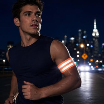 Pair Safety Strap Armband Men’s Bike Safety Gear Vest for Men Reflective Wristbands for High Visibility - color: Orange