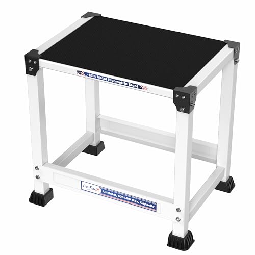 GanFindX Plyometric Jump Box, 12/18Inch Steel Platform for Fitness Training - color: White, size: 18"