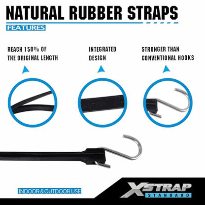 XSTRAP STANDARD Multiple Size Natural Rubber Bungee Cords 20PK Tarp Straps - size: 15''+21''+31''