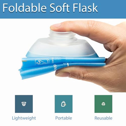 CLINTT 500ml Soft Flask, Foldable Running Water Bottle, TPU Folding Soft Water Flask, BPA-Free Collapsible Flask for Hydration Pack Running Vest, Cycling, Climbing, Hiking - 1Pcs, Blue - color: 500ml blue