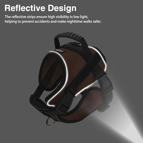 AIITLE No-Pull Dog Harness Reflective Mesh Vest Adjustable, Brown S - color: Brown, size: S