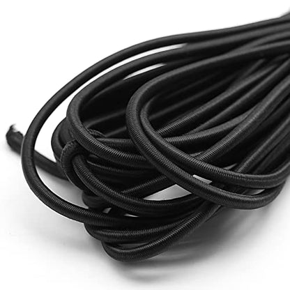 Baiann 1/8 Inch Elastic Bungee Cord Shock Marine Grade Black 30FT Bungee Kayak Stretch String Rope for DIY Projects- UV and Weather Resistant Elastic Cord, Long-Lasting Stretch Round Elastic String - size: 1/8" x 30'