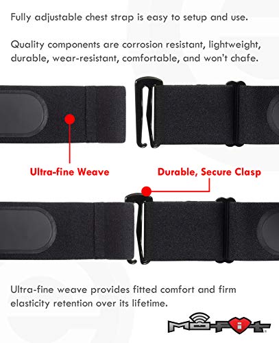 Heart Rate Monitor Chest Strap for Garmin, Apple, Android, Peloton, Zwift, Strava, ANT+ and Most Bluetooth 4.0 Enabled Fitness Devices - color: Blue