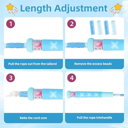 YUEDONG Kids Beaded Jump Rope, Adjustable TPE, Tangle-Resistant, Boys Girls - color: PINK