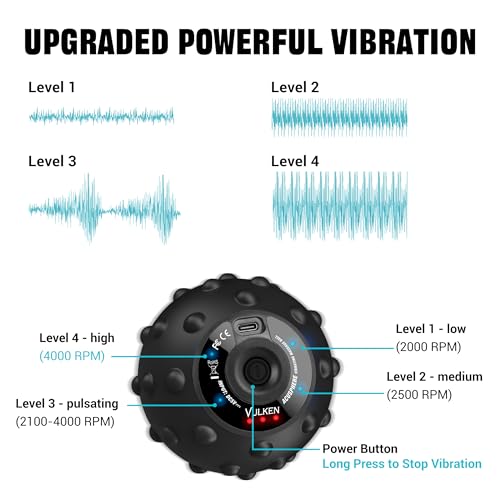 Vulken Vibrating Massage Ball with SphereStrap, Hands-Free Back Massager - color: Black