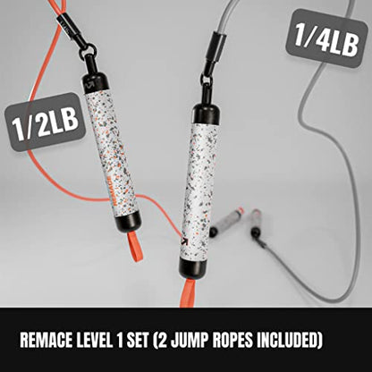 Level 1 Weighted Jump Rope Set - (1/4LB, 1/2LB) Workout Set for Fitness, Exercise and Boxing - Speed Ropes for Beginner to Intermediate Jumpers - Two Included - size: Large - 9’ (user height 5’9” - 6’2.5”)