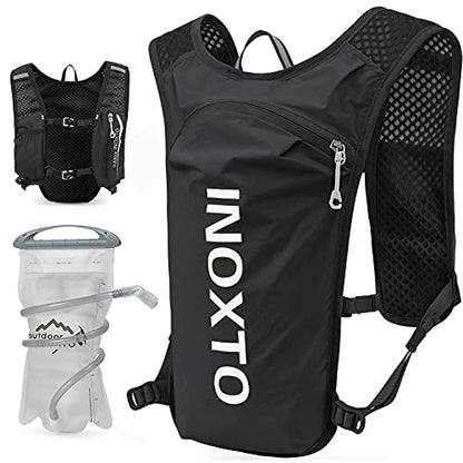 INOXTO Running Hydration Vest Backpack,Lightweight Insulated Pack with 1.5L Water Bladder Bag Daypack for Hiking Trail Running Cycling Race Marathon for Women Men - color: Black