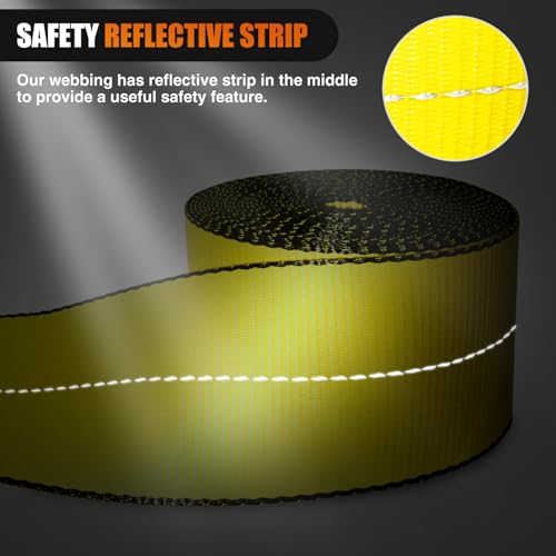 Nilight Truck Straps 4" x 30' Heavy Duty Tie Down with Flat Hooks - color: 4in x 30ft Truck Straps 2PCS Yellow