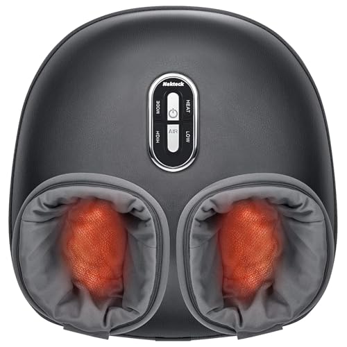 Nekteck Shiatsu Foot Massager with Heat [2026 Upgraded], 3 Modes Deep Kneading Therapy Air Compression, Feet Massage for Plantar Fasciitis, Relaxation Gifts for Men Women Mom Dad Birthday - color: Gray, size: Regular