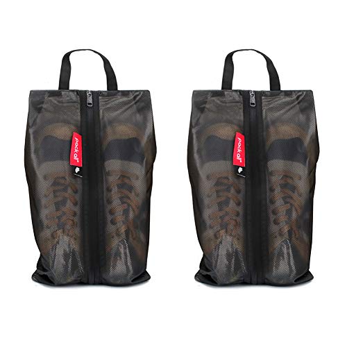 pack all Shoe Bag for Travel, Water-Resistant Shoe Pouch for Sports - color: Black, style: 2 Pack
