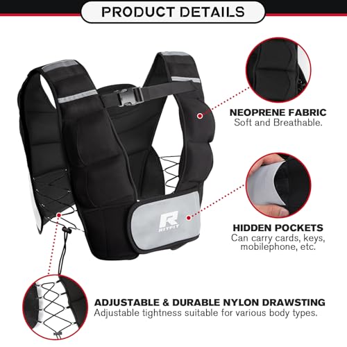 RitFit Weighted Vest, 4lb/8lb/10lb/12lb/15lb/20lb Weight Vest with Reflective Stripes, Weight Vest Adjustable for Women and Men Workout, Strength Training, Running, Fitness, Jogging, Walking - color: Adjustable 4-12LB