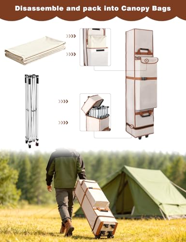 Wheeled Canopy Tent Storage Bag for 10x10x63 Inch Pop Up Canopy, Heavy Duty Rolling Carry Bag with Handles & Zipper, Waterproof Oxford Fabric Replacement Tent Bag for Instant Canopy - size: 10*10*63in