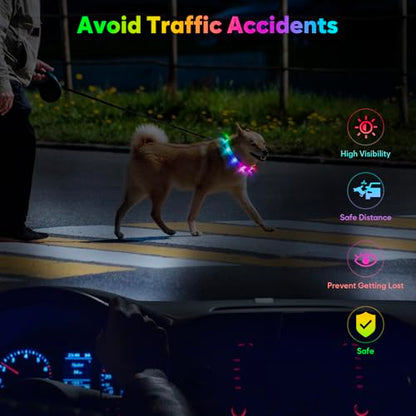 BSEEN Light Up Dog Collar - Silicone LED Dog Collar, Cuttable Lighted Puppy Collar, Glowing Dog Walking Lights for Small Medium Large Collars (Mix Color) - color: Mix Color-Standard(70cm)