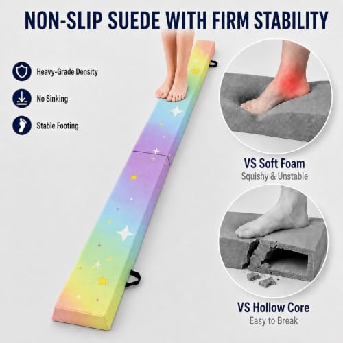 8FT Gymnastics Balance Beam Starry Rainbow Suede Home Practice