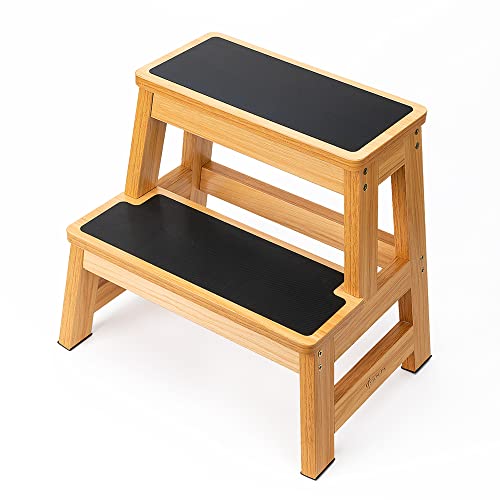 StrongTek Wood 2 Step Stool for Adults, 17.5 in, 500 lb, Non-Slip