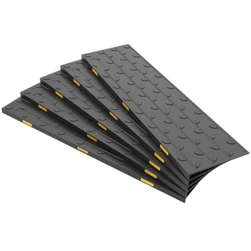 5 Pack 36"x10" Rubber Stair Treads, Outdoor Weatherproof Stair Treads, Anti-Slip Step Mat for Safety, Black Square Edge Design, Wooden, Concrete, Tile, Metal Steps, Easy Hose Wash
